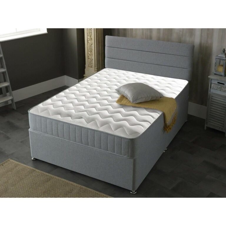 castle grey quilted memory foam hybrid coil sprung mattress – 5ft king size mattress (150cm x 200cm)
