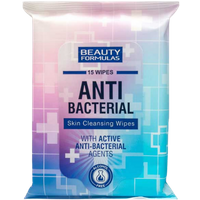 beauty formulas antibacterial cleansing wipes – 15 pcs