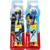 colgate batman & wonder woman kids soft toothbrush – 2 pcs – assorted