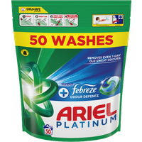 ariel platinum with a touch of febreze odour defence laundry detergent capsules – 50 pcs