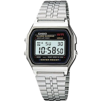 casio vintage unisex digital watch a159wa n1df – silver stainless steel band