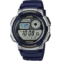 Casio Youth AE-1000W-2AVDF World Time Digital Sports Watch - Blue Resin Band casio youth ae 1000w 2avdf world time digital sports watch – blue resin band