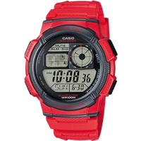 casio youth ae 1000w 4avdf world time digital sports watch – red resin strap
