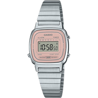 casio vintage mini la670wea 4a2ef women’s digital watch – silver & rose pink