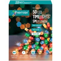 premier 50 led battery powered multicolour light chain – 5 metres