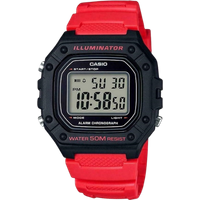 casio youth series w 218h 4bvdf black & red square digital sports watch