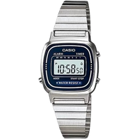 casio vintage la670wa 2df mini digital watch with silver stainless steel strap
