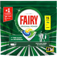 fairy original power all in one lemon dishwasher capsules – 15 pcs