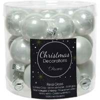 decoris mini christmas baubles glass white – 24 pcs