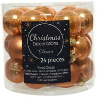 decoris mini christmas baubles glass brown – 24 pcs
