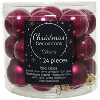 decoris mini christmas baubles glass purple – 24 pcs