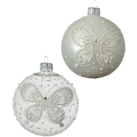 Decoris Glass Christmas bauble with butterfly decoris glass christmas bauble with butterfly