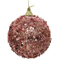 decoris pink christmas bauble with foil glitter