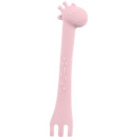 kikka boo silicone giraffe spoon with fork – pink