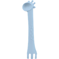 kikka boo silicone giraffe spoon with fork – blue