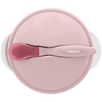 kikka boo suction bowl with heat sensing spoon – pink