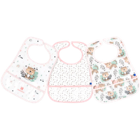 kikka boo eva terry bib with catcher – savanna pink – 3 pcs