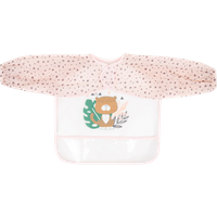 kikka boo eva long sleeve bib with catcher – savanna pink – 3 pcs