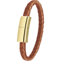 leather wristband with iphone charger – brown