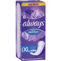 always daily protect xl extra long lightly scented pantyliners – 40 pcs