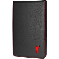 leather golf scorecard holder and yardage book cover – black with red detail