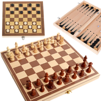 3 in 1 wooden board game set (chess, checkers & backgammon)