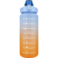 motivational blue orange water bottle with straw – 2000 ml