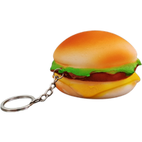 squishy burger stress relief squeeze toy with keychain – 8 × 5 cm