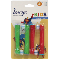lov’yc kids toothbrush heads for electric toothbrush soft – 4 pcs