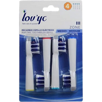 lov’yc iii zone toothbrush heads for electric toothbrush medium – 4 pcs