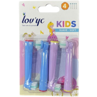 lov’yc kids princess toothbrush heads for electric toothbrush soft – 4 pcs