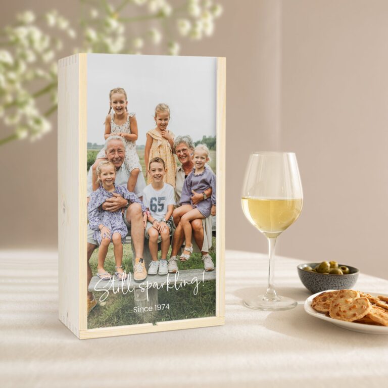 personalised wooden bottle case – printed – 2 bottles