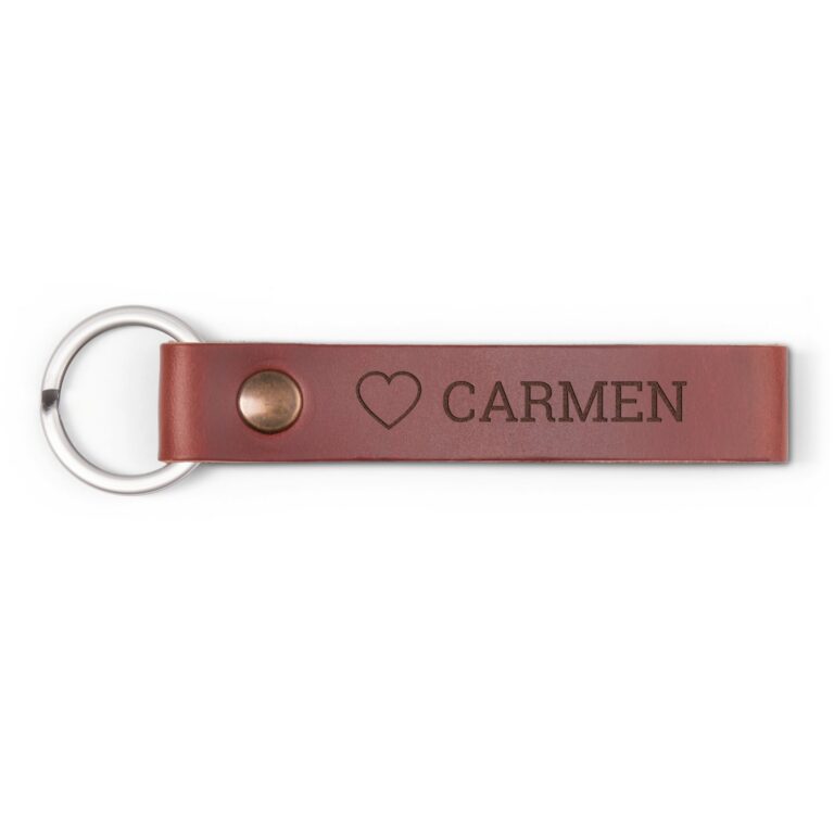 Personalised key ring - Leather - Brown - Engraved - Double-sided personalised key ring – leather – brown – engraved – double sided
