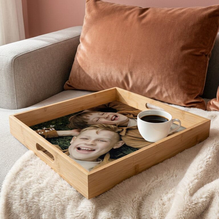 Personalised photo tray - Square - Wood - 40.5 x 40.5 cm personalised photo tray – square – wood – 40.5 x 40.5 cm