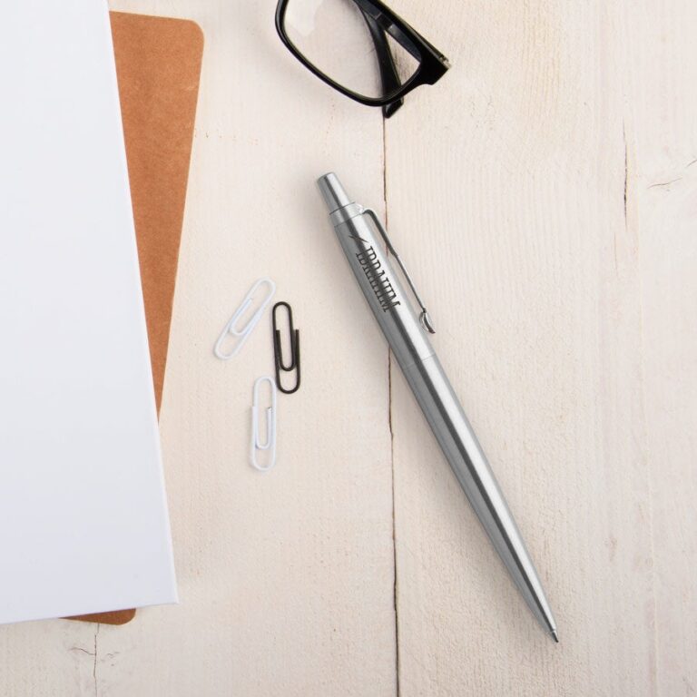 Personalised ballpoint pen - Parker - Jotter- Silver - Left-handed personalised ballpoint pen – parker – jotter silver – left handed
