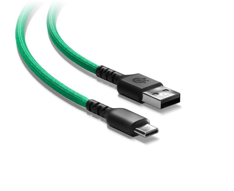 steelseries aerox 3 super mesh cable a to c – green – 1.8 m