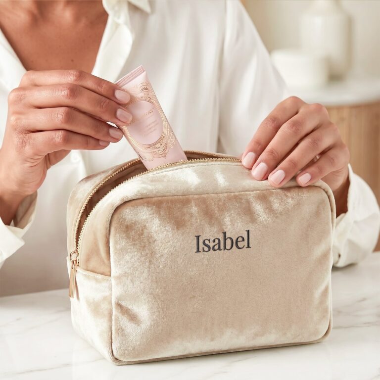personalised toiletry bag – velvet