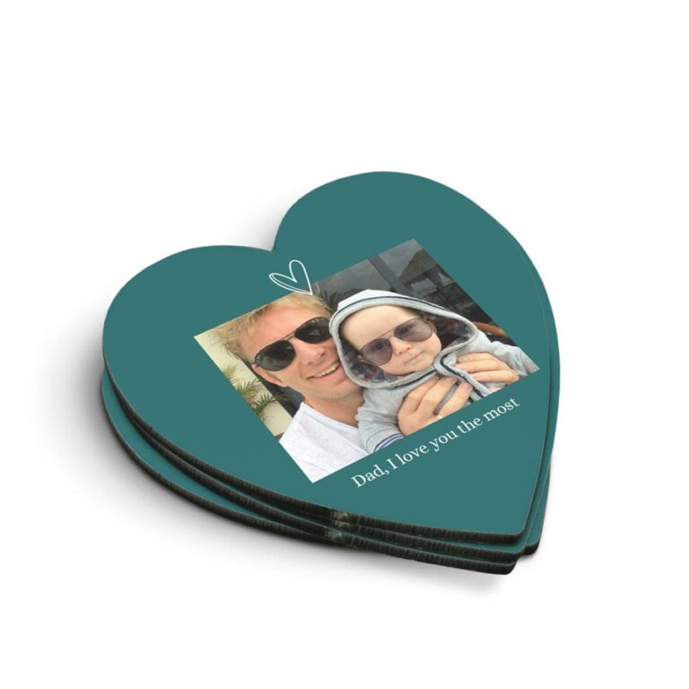 Premium Photo Coaster- Hardboard - Heart - 4 pieces premium photo coaster hardboard – heart – 4 pieces