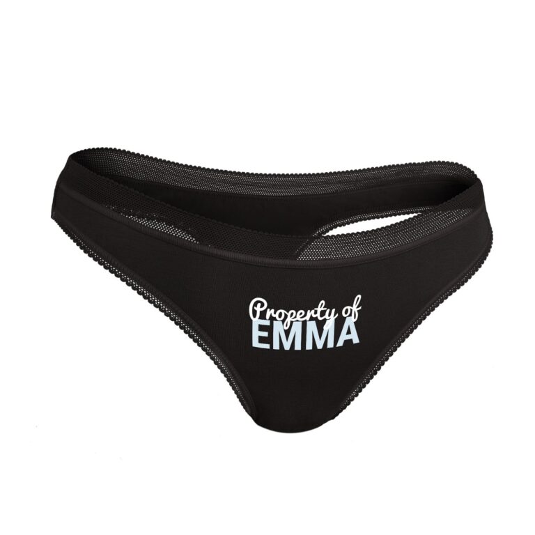 personalised thong – black – s