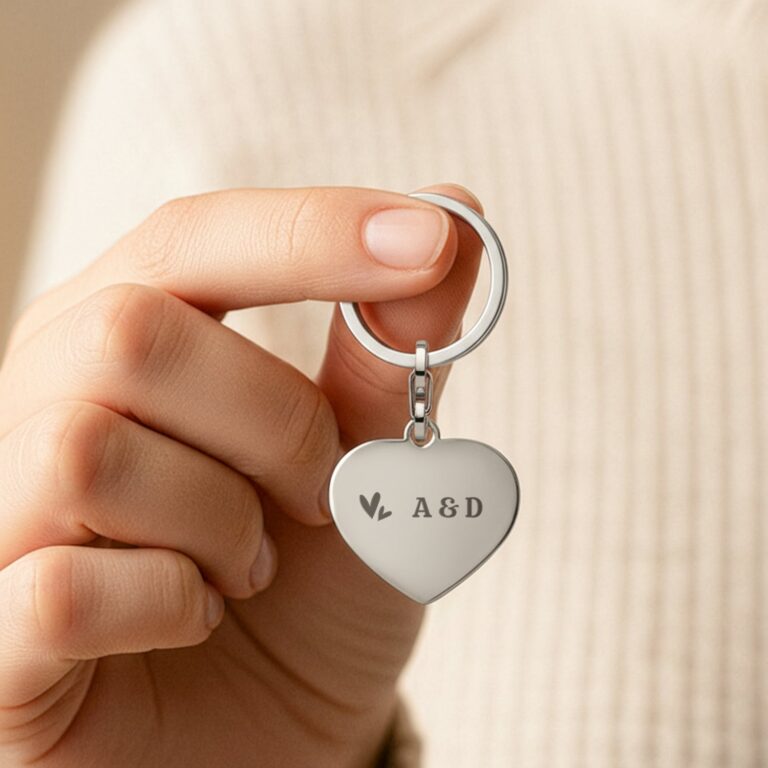 Engraved key ring- Heart - Silver engraved key ring heart – silver