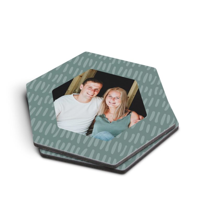 premium photo coaster hardboard – hexagon – 2 pieces