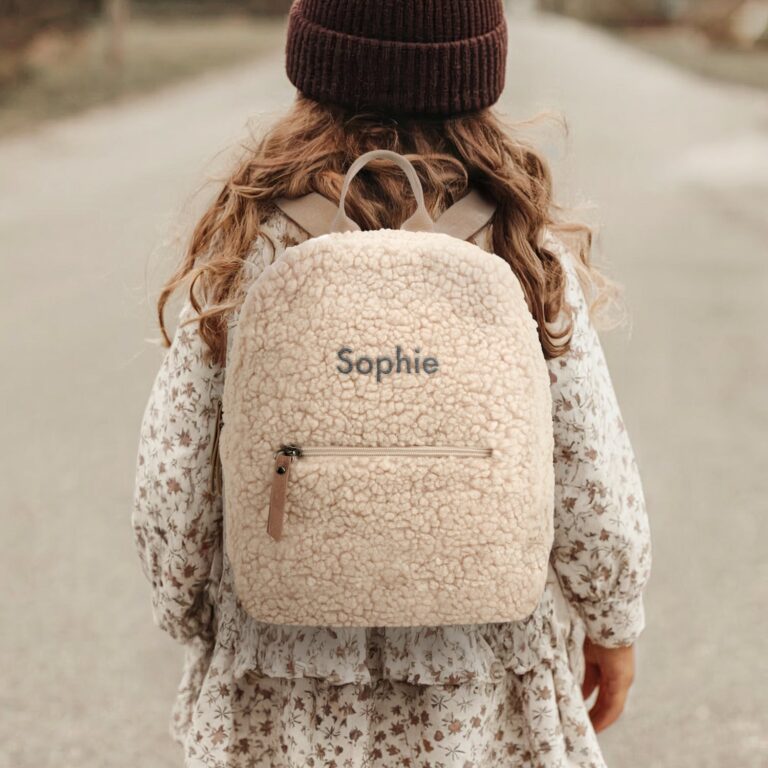 personalised teddy backpack – child – beige
