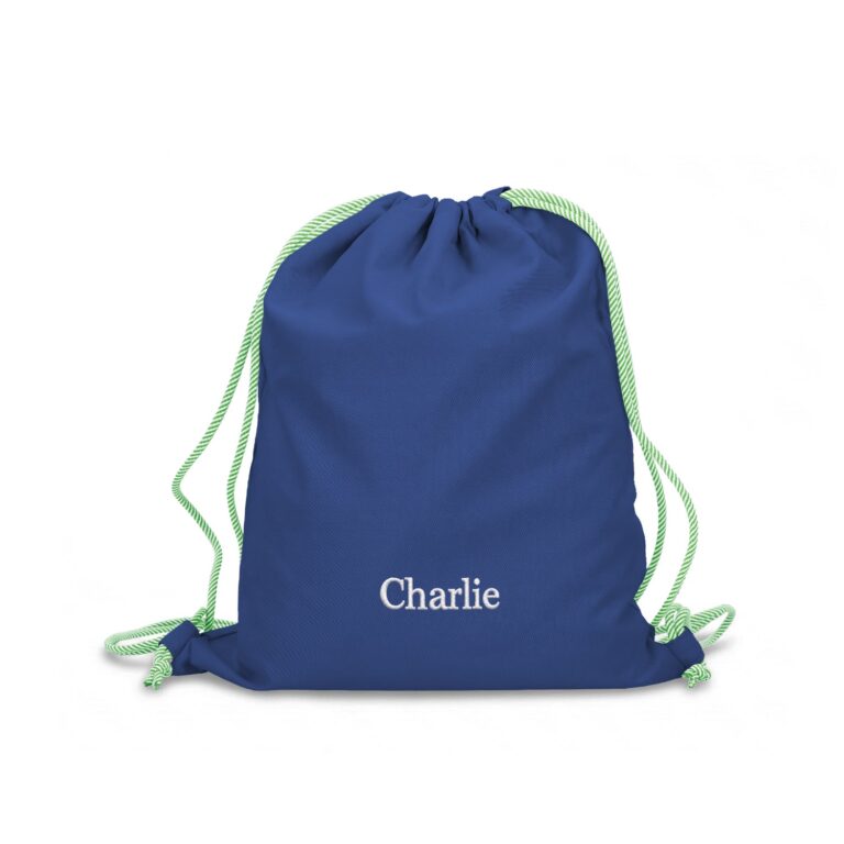 personalised drawstring bag – blue
