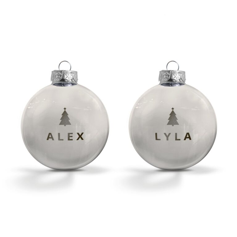 personalised glass baubles – silver (2 pieces)