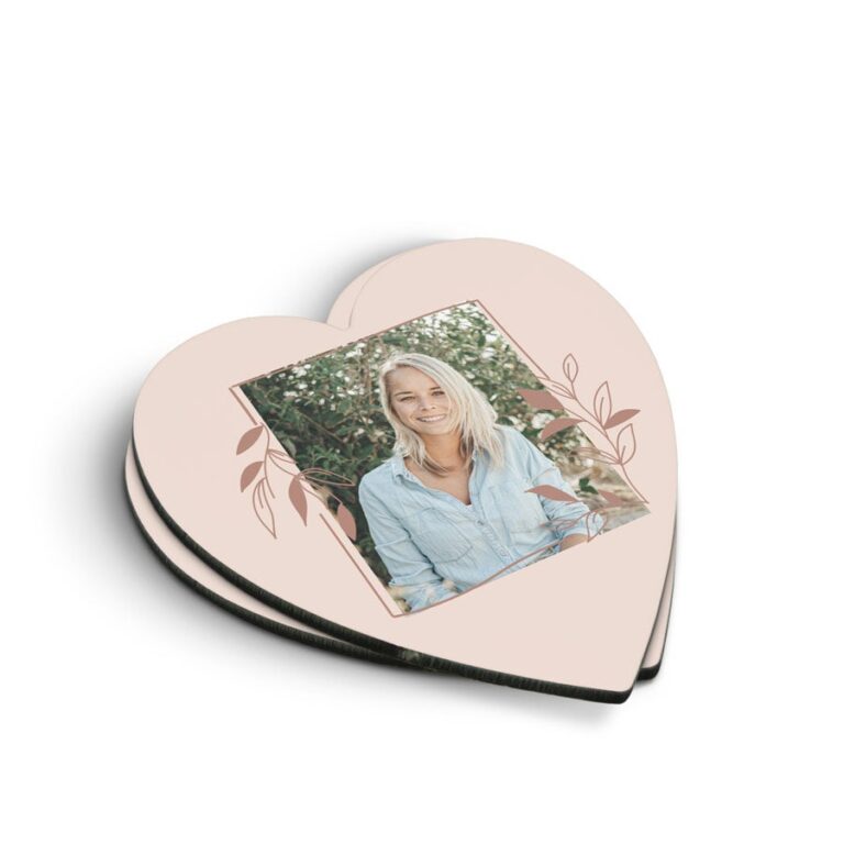 Premium Photo Coaster- Hardboard - Heart - 2 pieces premium photo coaster hardboard – heart – 2 pieces