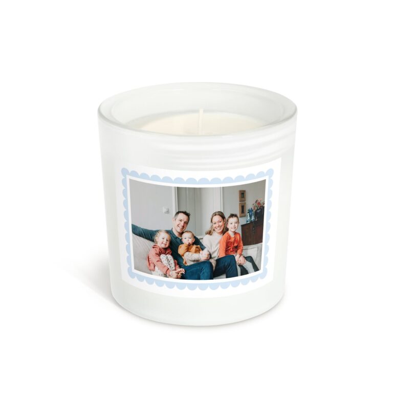 personalised glass candle – 8 x 9 x 9 cm
