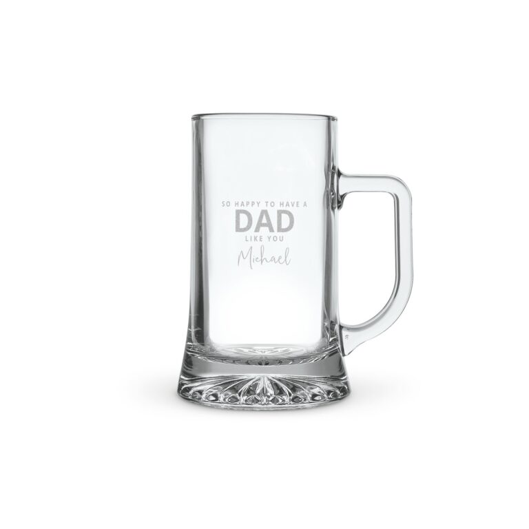 engraved glass tankard