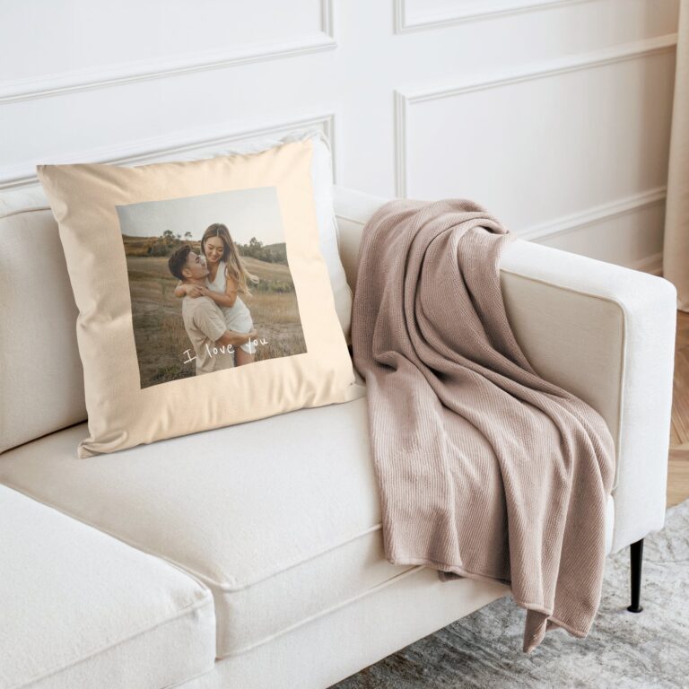 personalised cushion cover – 40 x 40 cm – beige