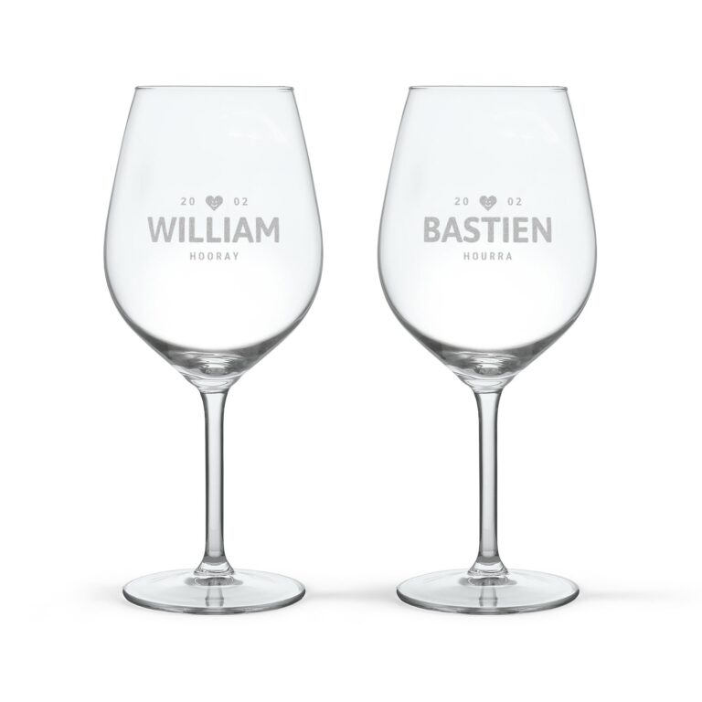 personalised red wine glasses – 2 pcs