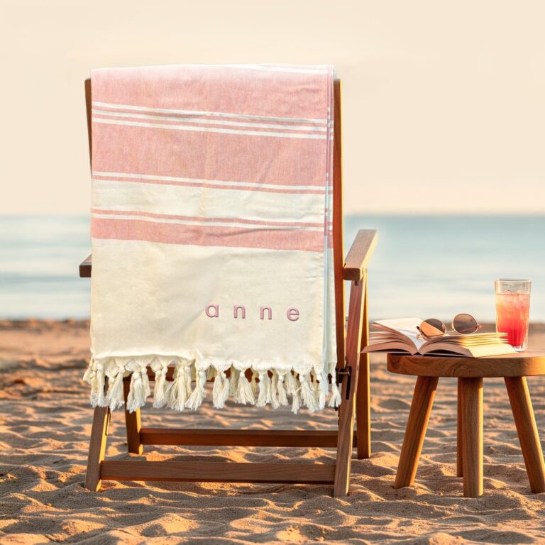 personalised hammam towel – pink – 104 x 204 cm